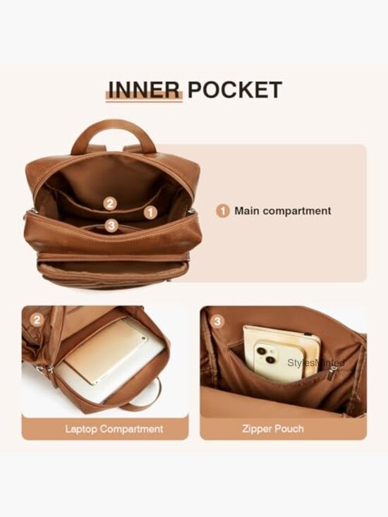 PU Leather Convertible Backpack Wristlet Set Laptop Sleeve main image 5